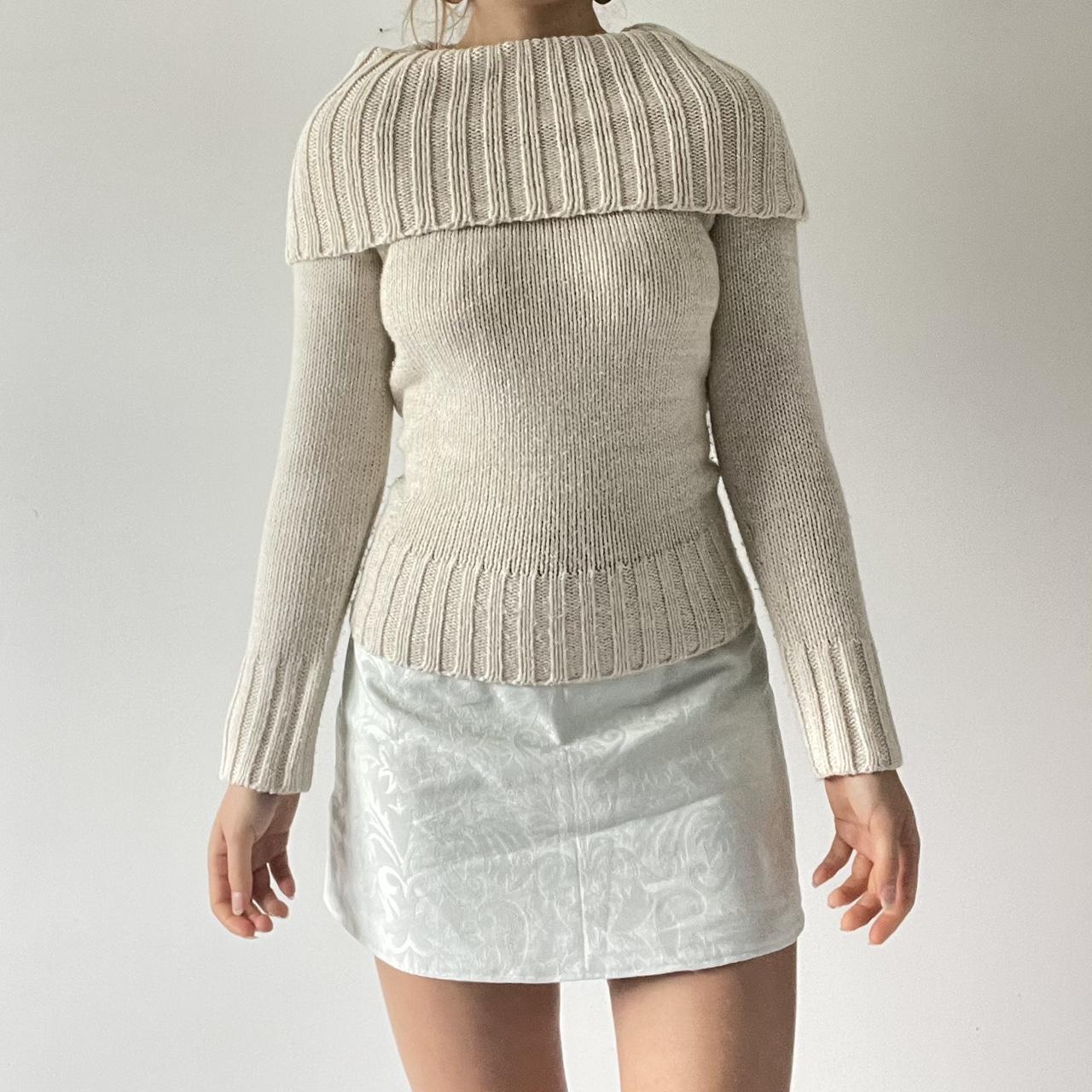 Fold Over Cream Sweater