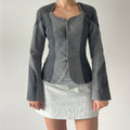 Corset Style Denim Snap Front Jacket