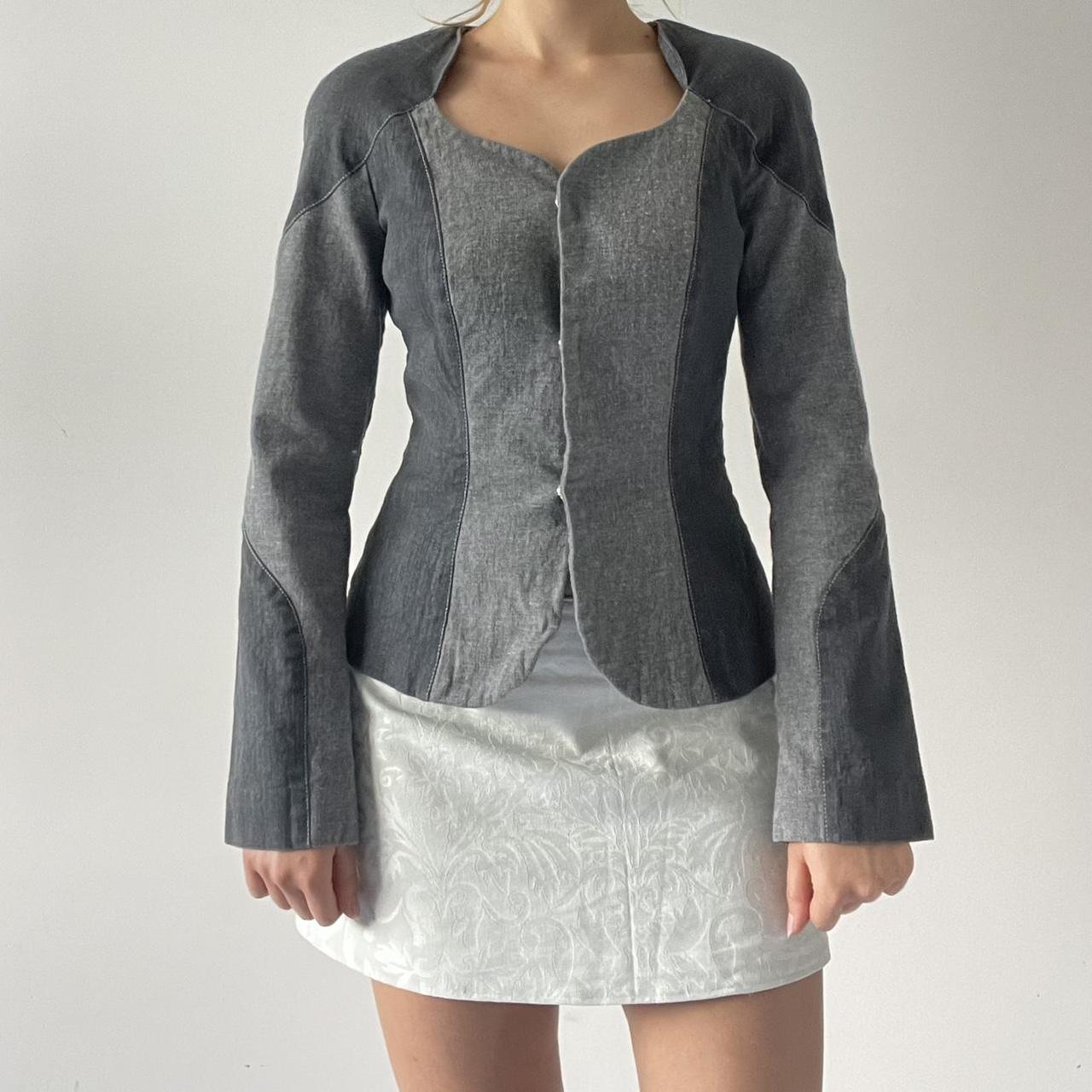 Corset Style Denim Snap Front Jacket