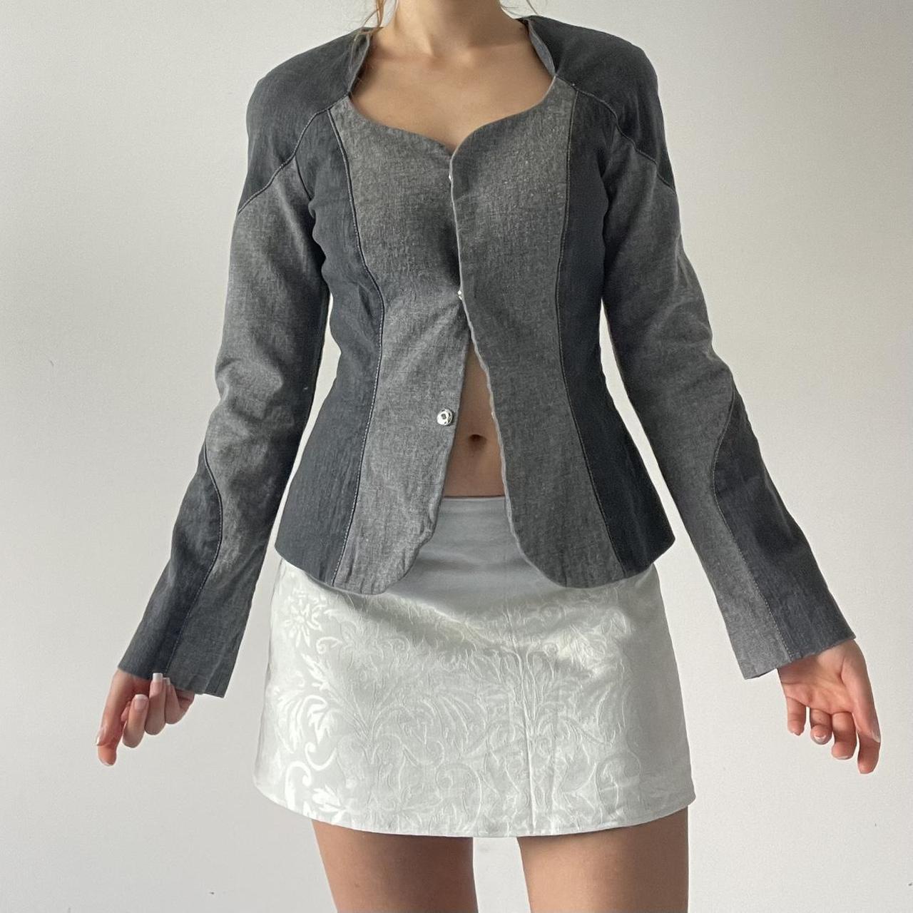 Corset Style Denim Snap Front Jacket