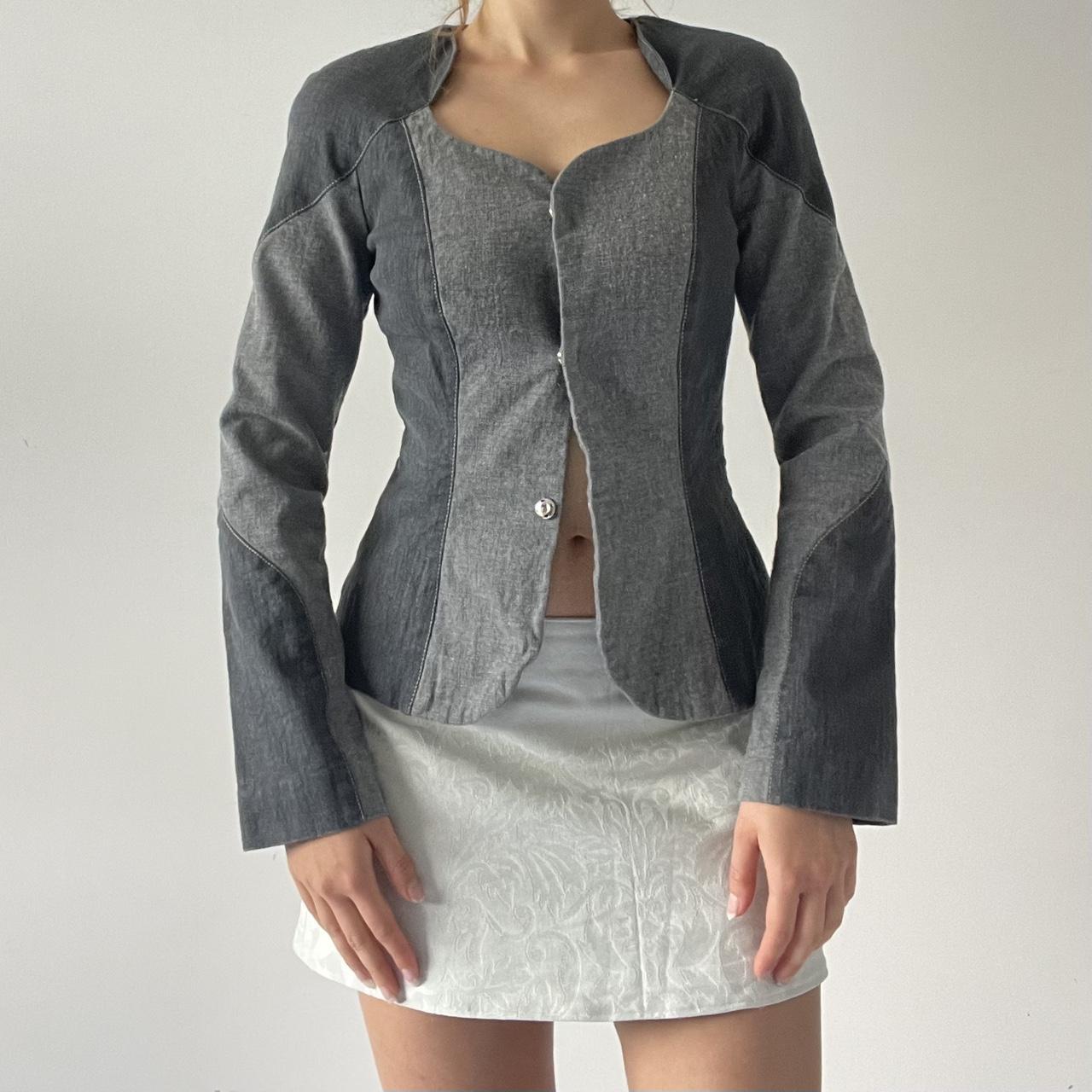 Corset Style Denim Snap Front Jacket