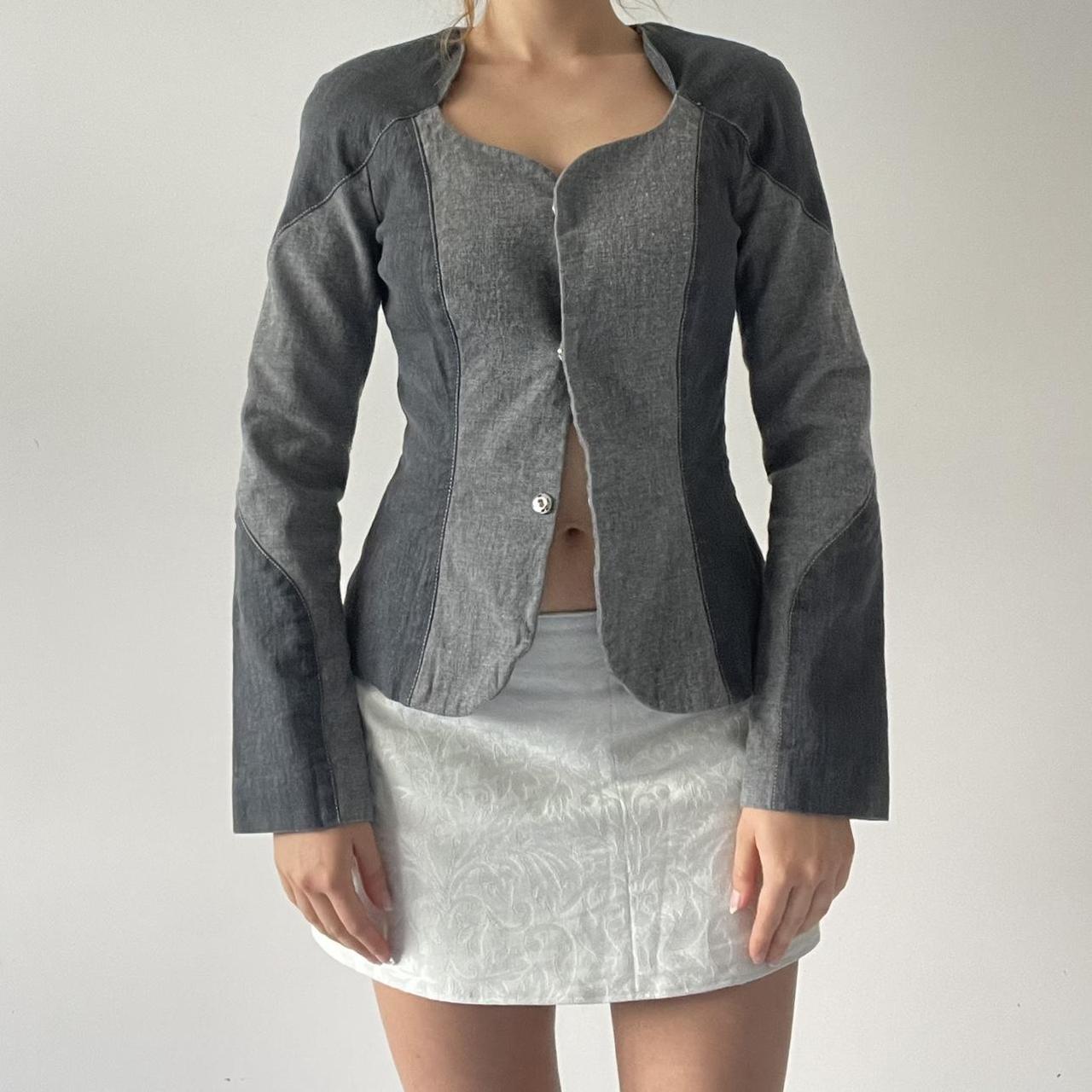 Corset Style Denim Snap Front Jacket