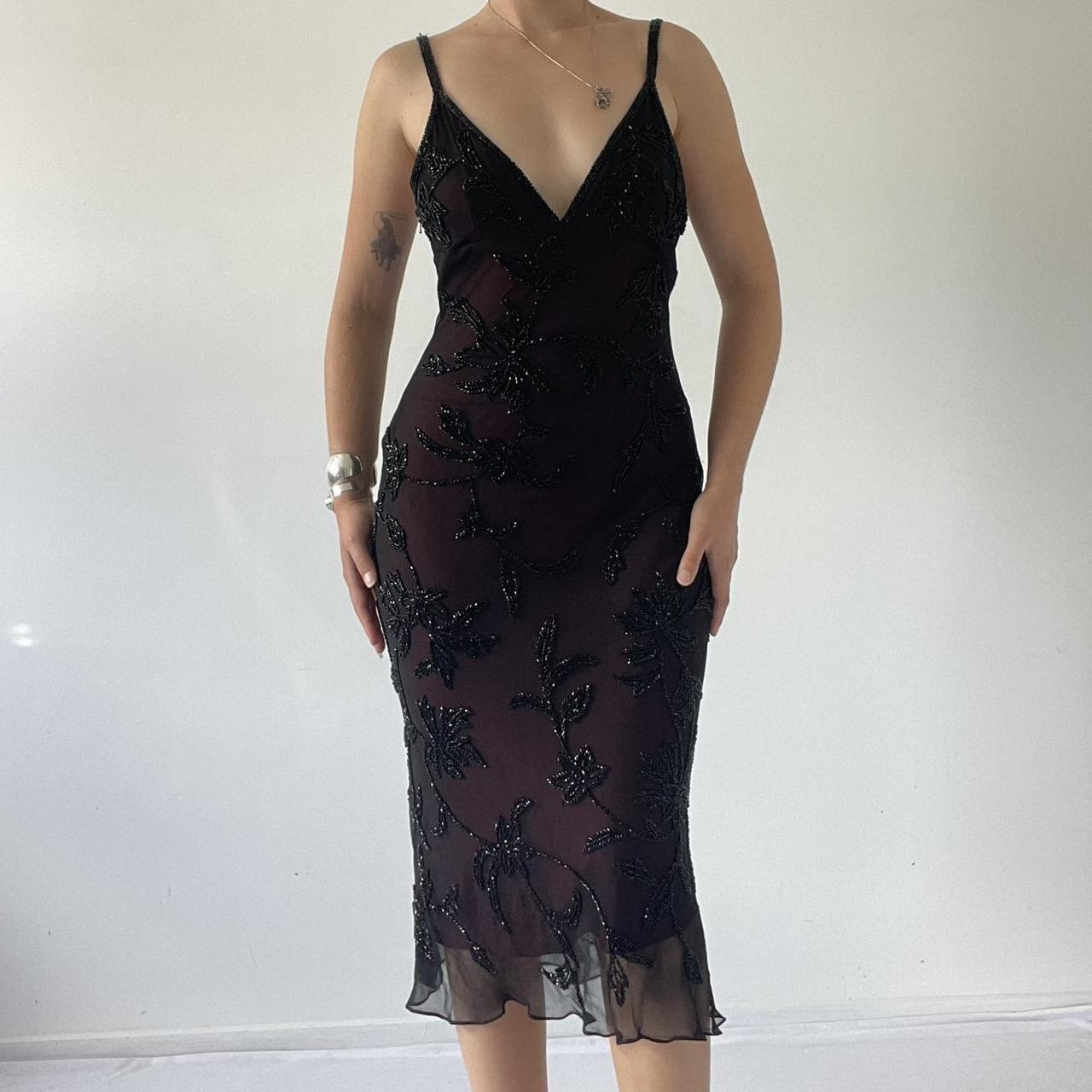 Beaded Silk MIdi Dress