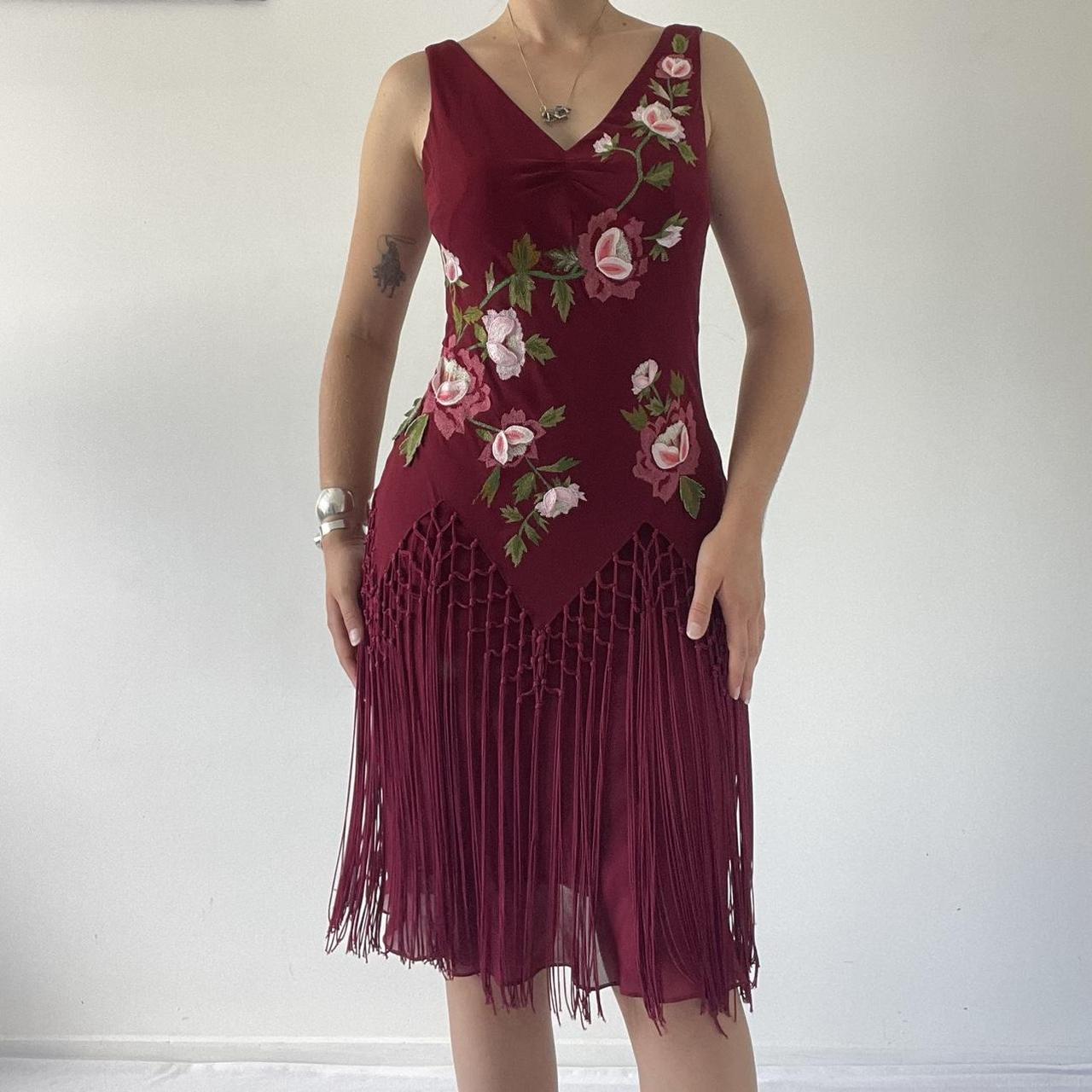 100% Silk Sue Wong Embroidered Dress