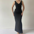 90s Max Ruched Bodycon Maxi Dress