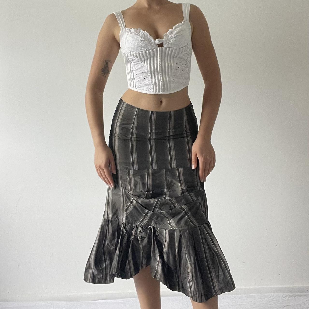Redhead Asymmetric Plaid Ruffle Skirt | 6-8