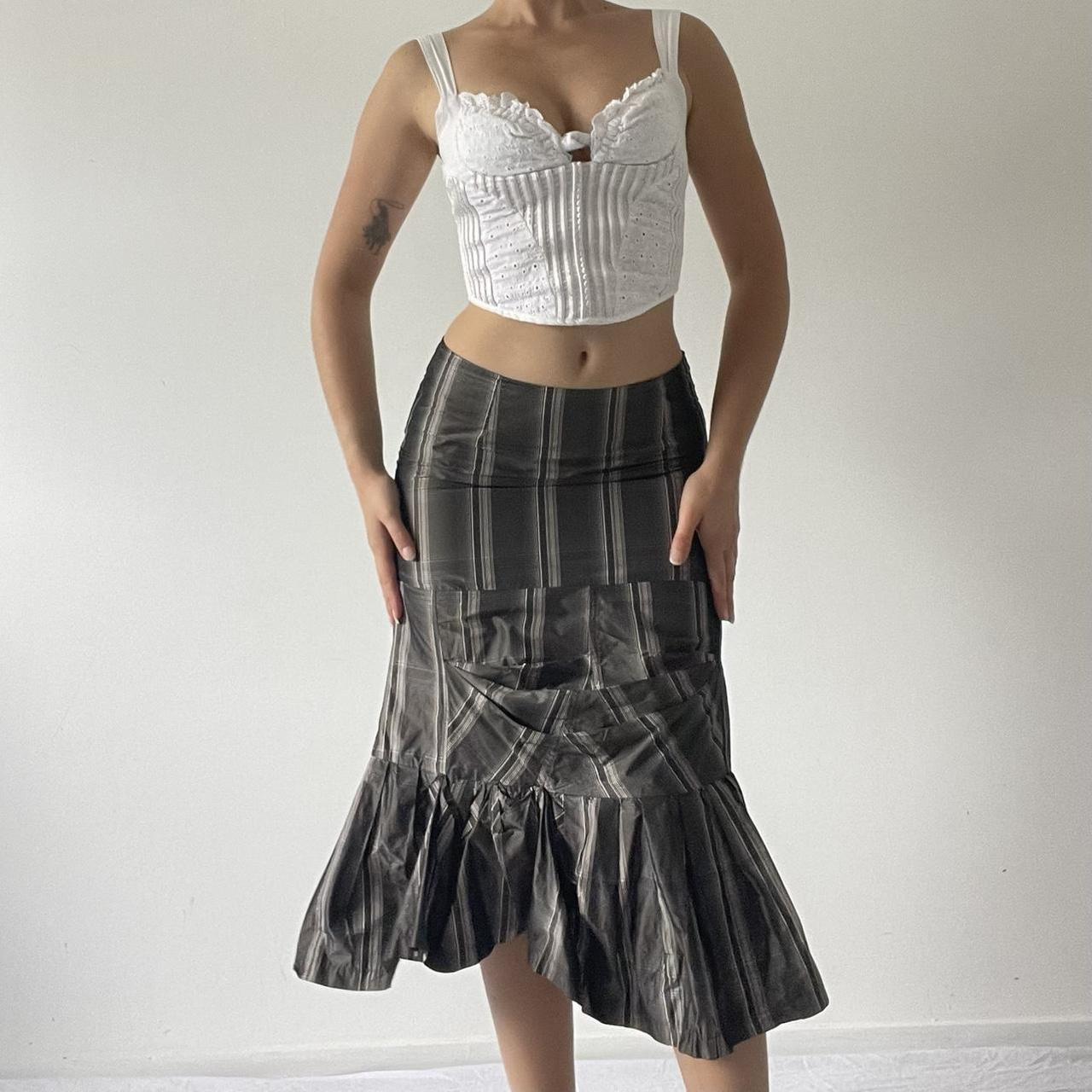 Redhead Asymmetric Plaid Ruffle Skirt | 6-8