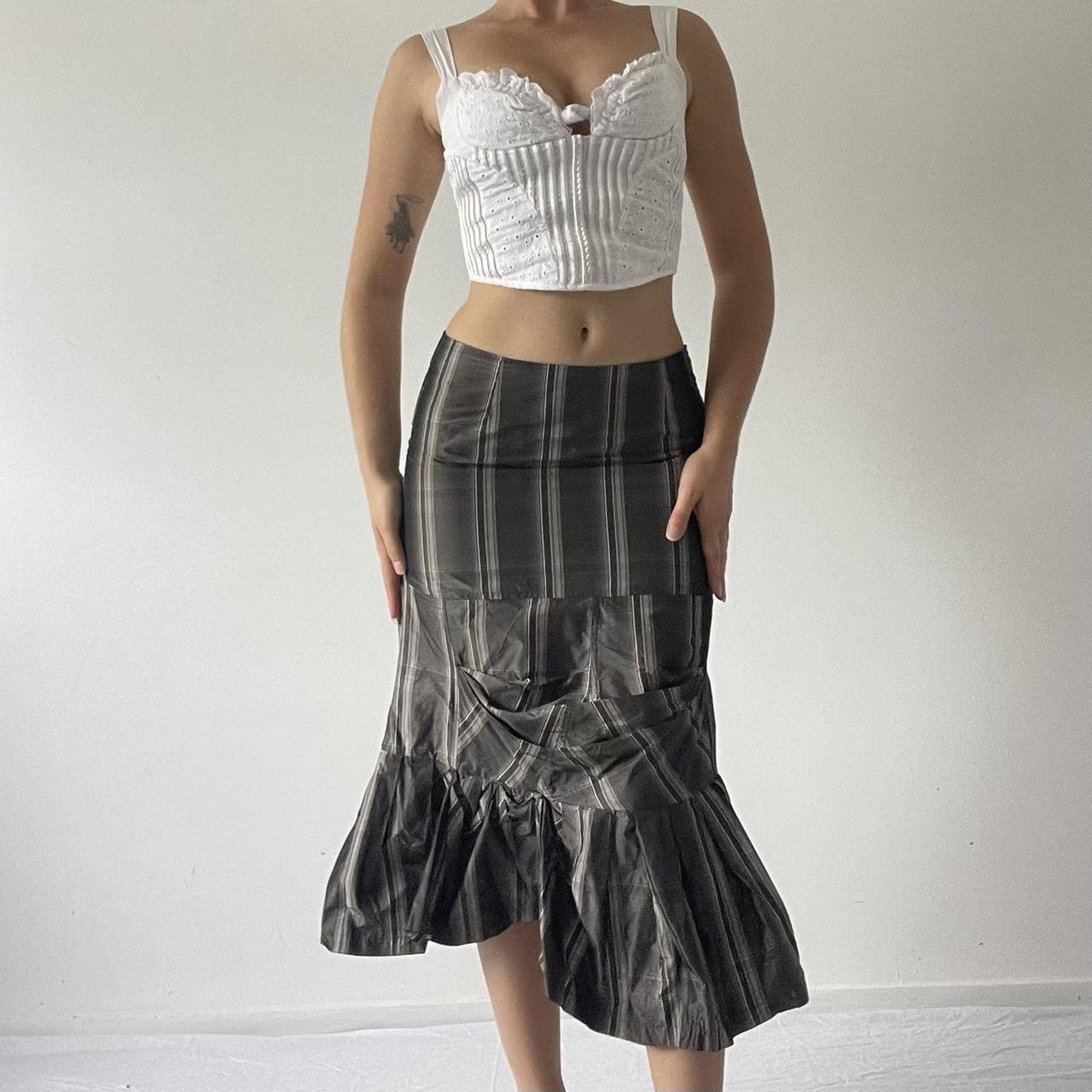 Redhead Asymmetric Plaid Ruffle Skirt | 6-8