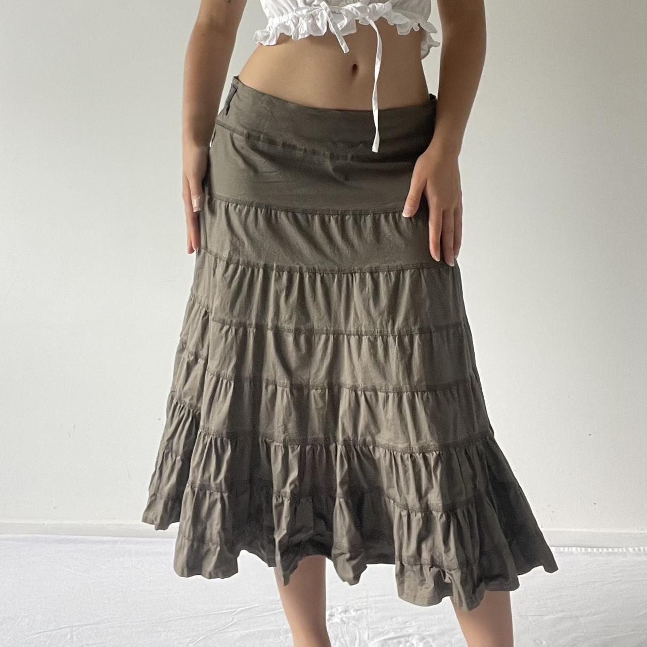 Max Khaki Tiered Ruffle Skirt | 6-12