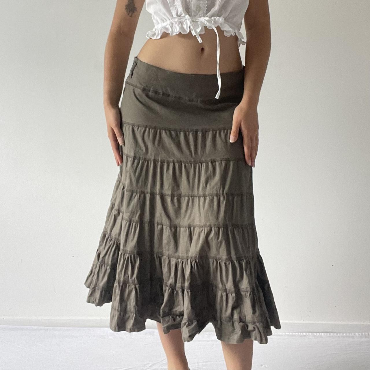 Max Khaki Tiered Ruffle Skirt | 6-12