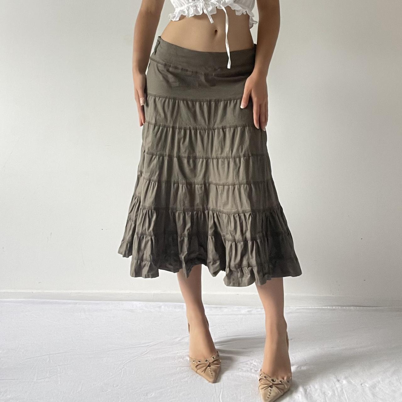 Max Khaki Tiered Ruffle Skirt | 6-12