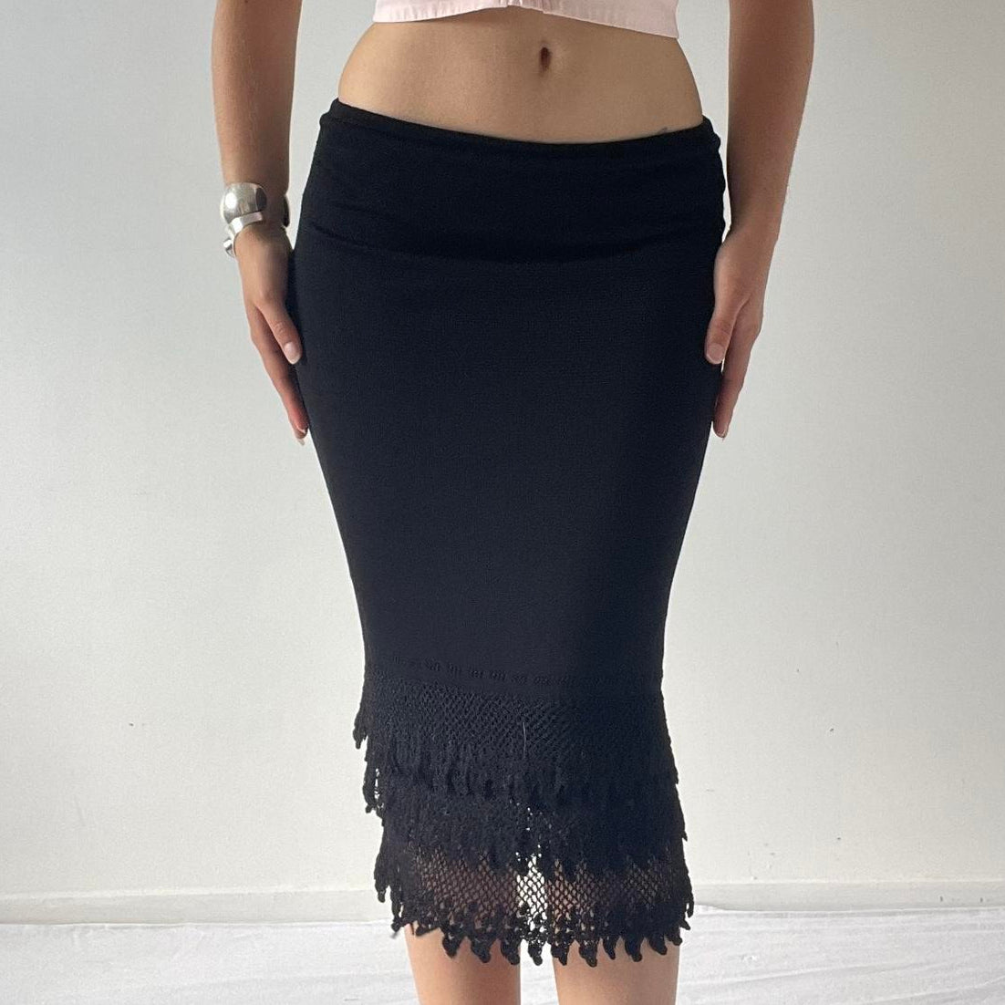 Karen Millen Knit Crochet Midi Skirt | 6-8