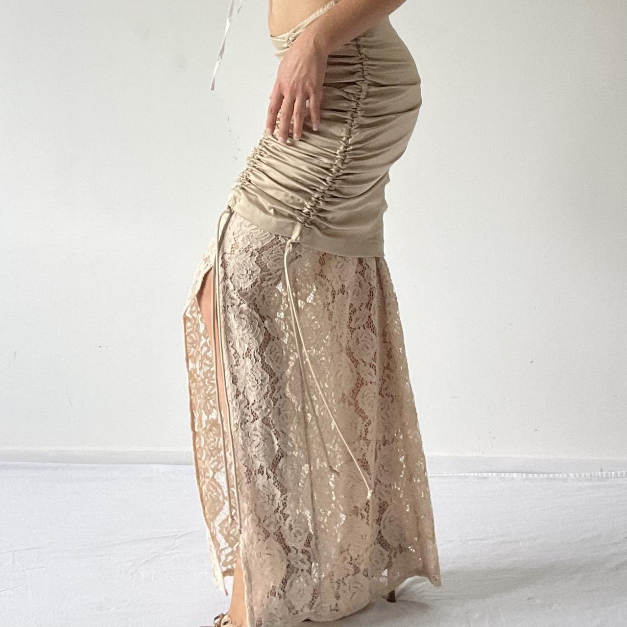 Wynn Hamlyn Ruched Lace Maxi Skirt | 6-10