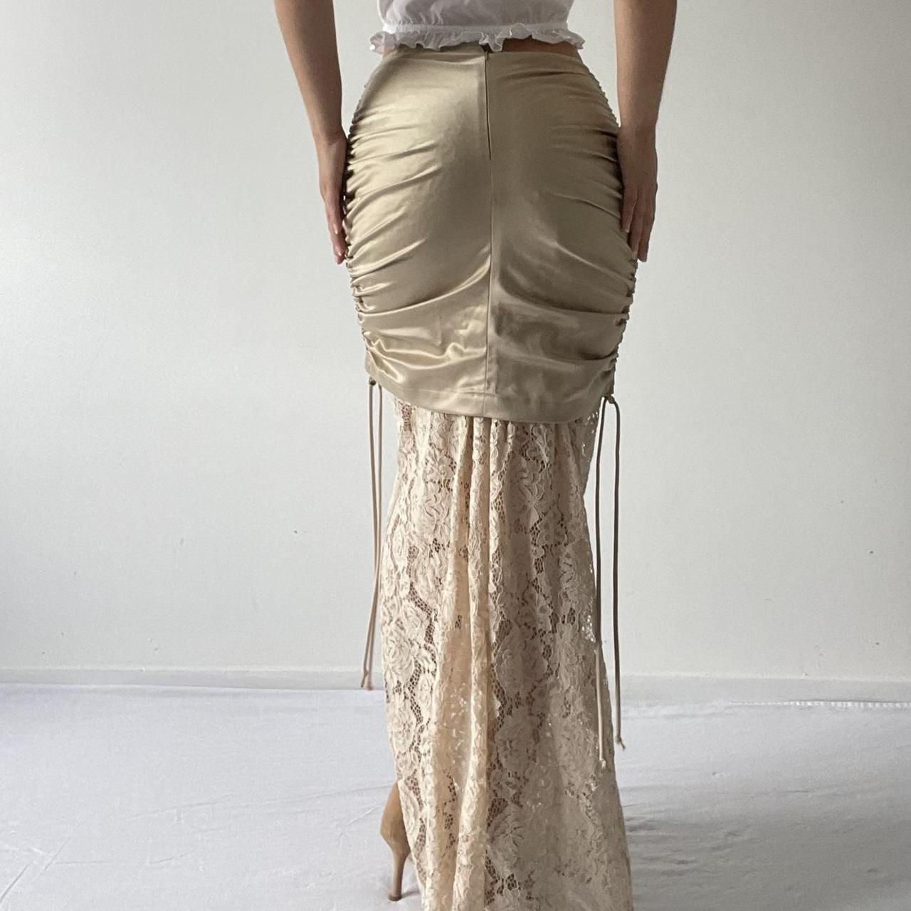 Wynn Hamlyn Ruched Lace Maxi Skirt | 6-10