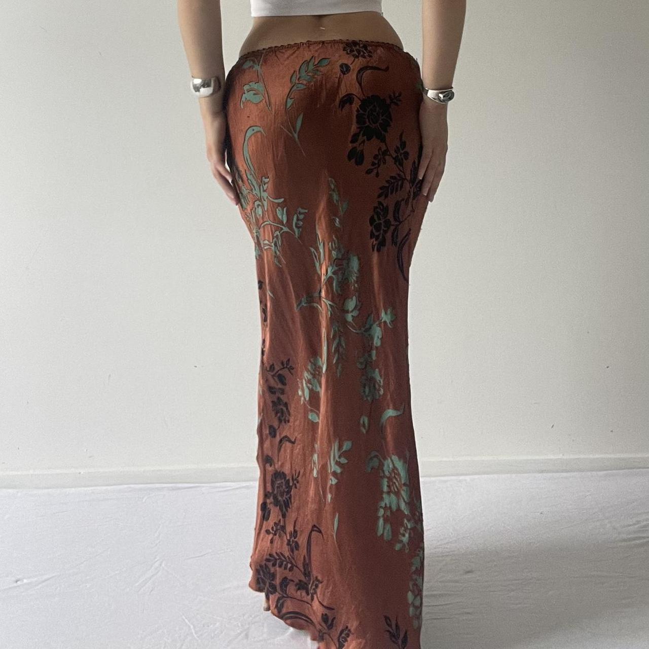 Silk Burnout Bias Cut Maxi Skirt with Beading | 6-12