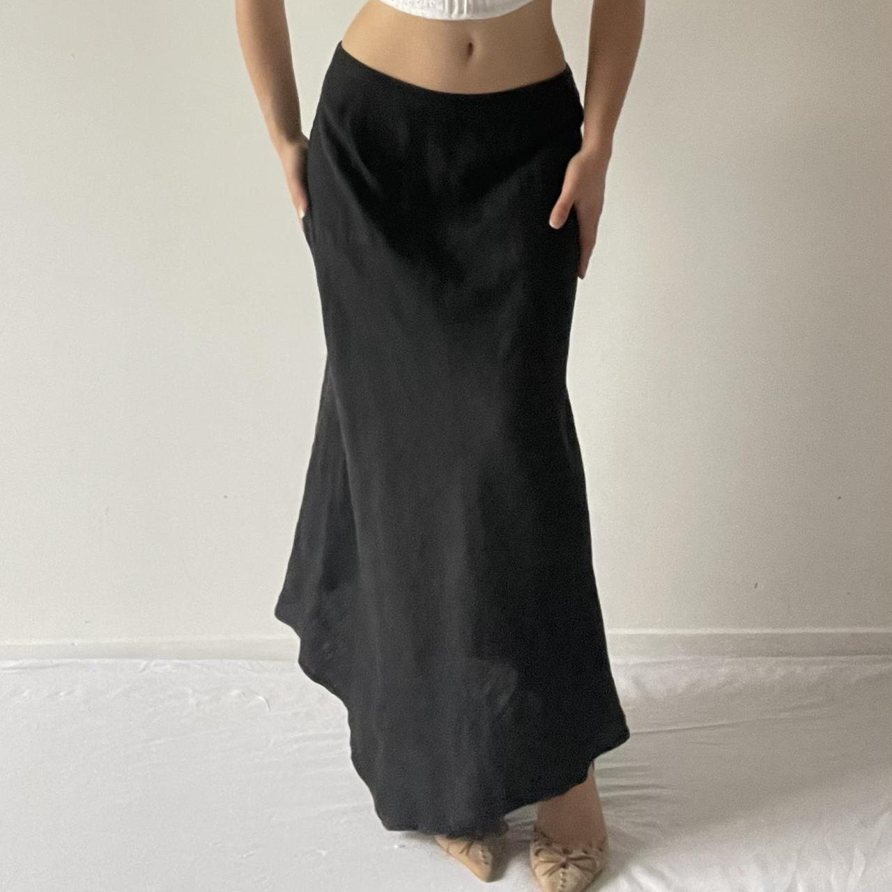 Linen Black Maxi Skirt | 6-12