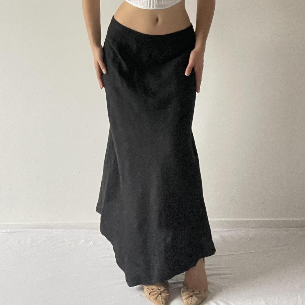 Linen Black Maxi Skirt | 6-12