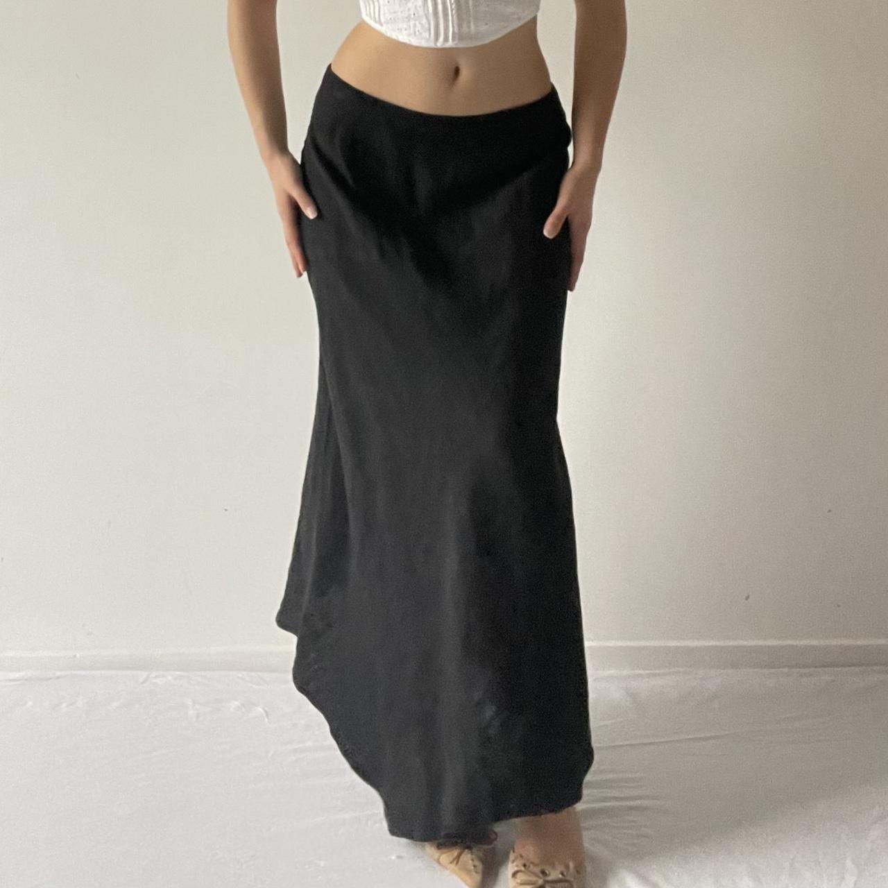 Linen Black Maxi Skirt | 6-12