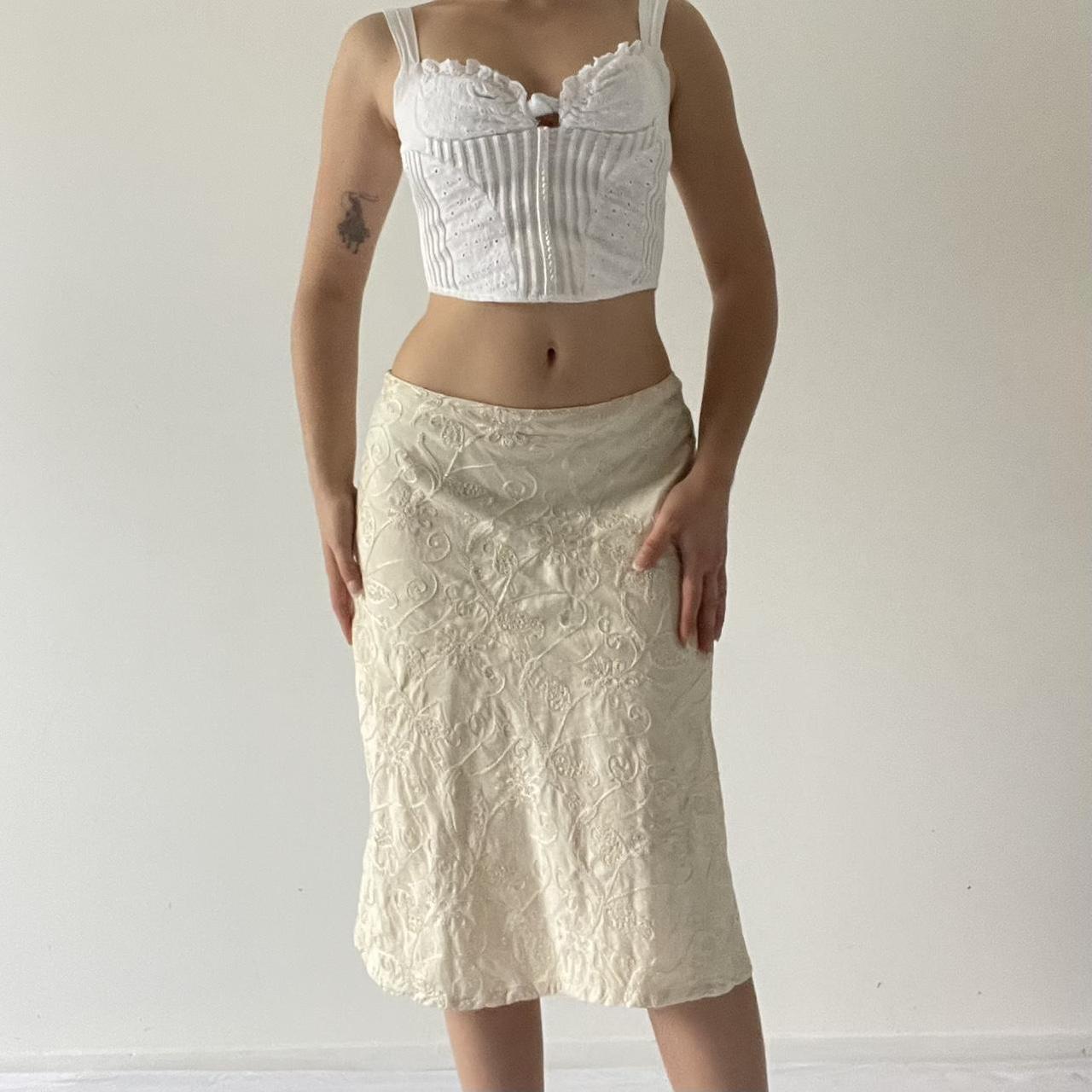 Silk Embroidered Midi Skirt | 12-16