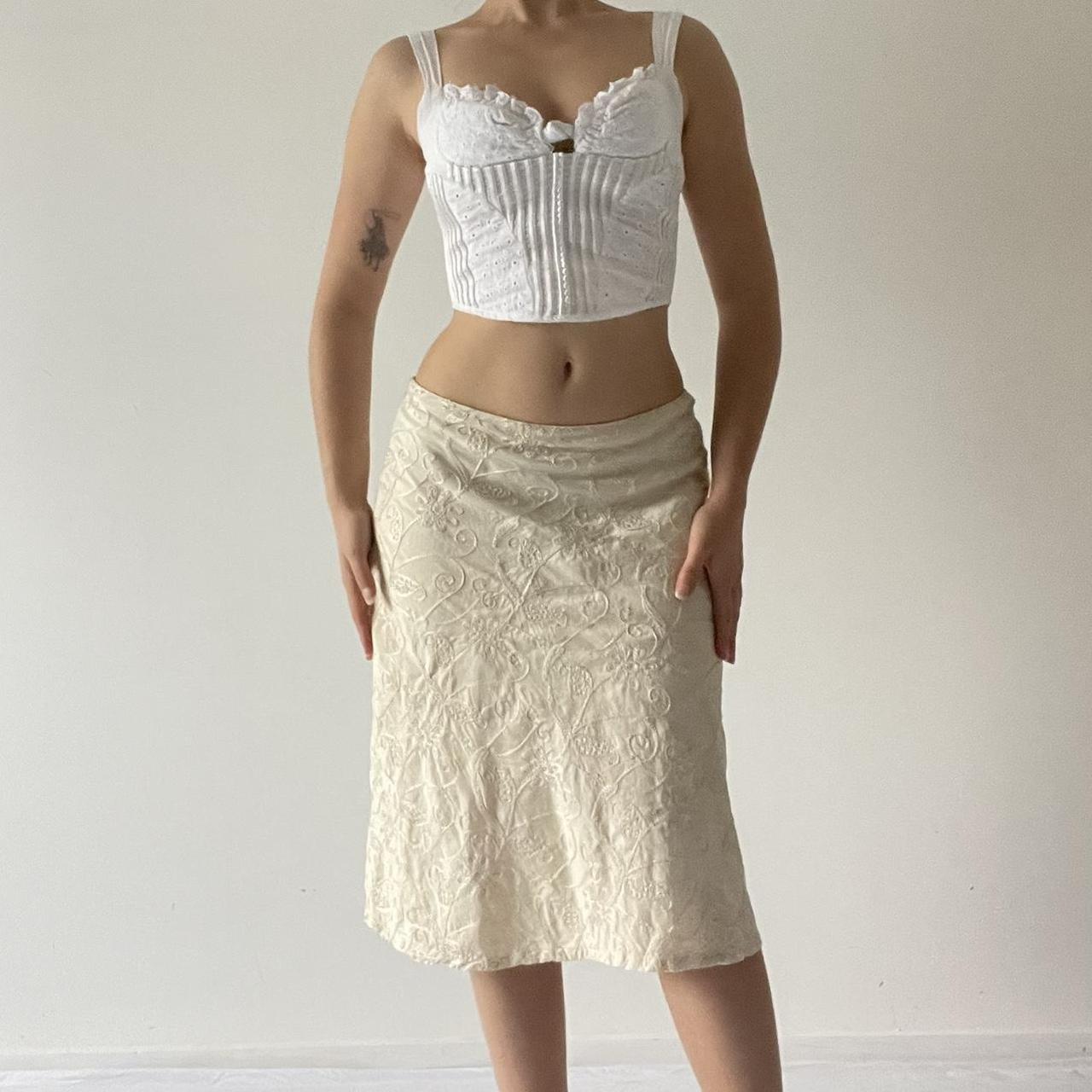 Silk Embroidered Midi Skirt | 12-16
