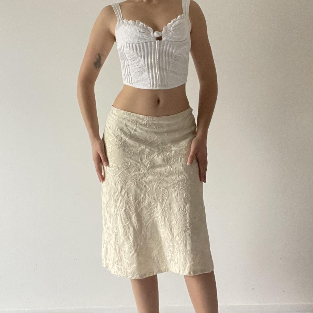 Silk Embroidered Midi Skirt | 12-16