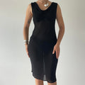Sheer Cowl Midi Dress