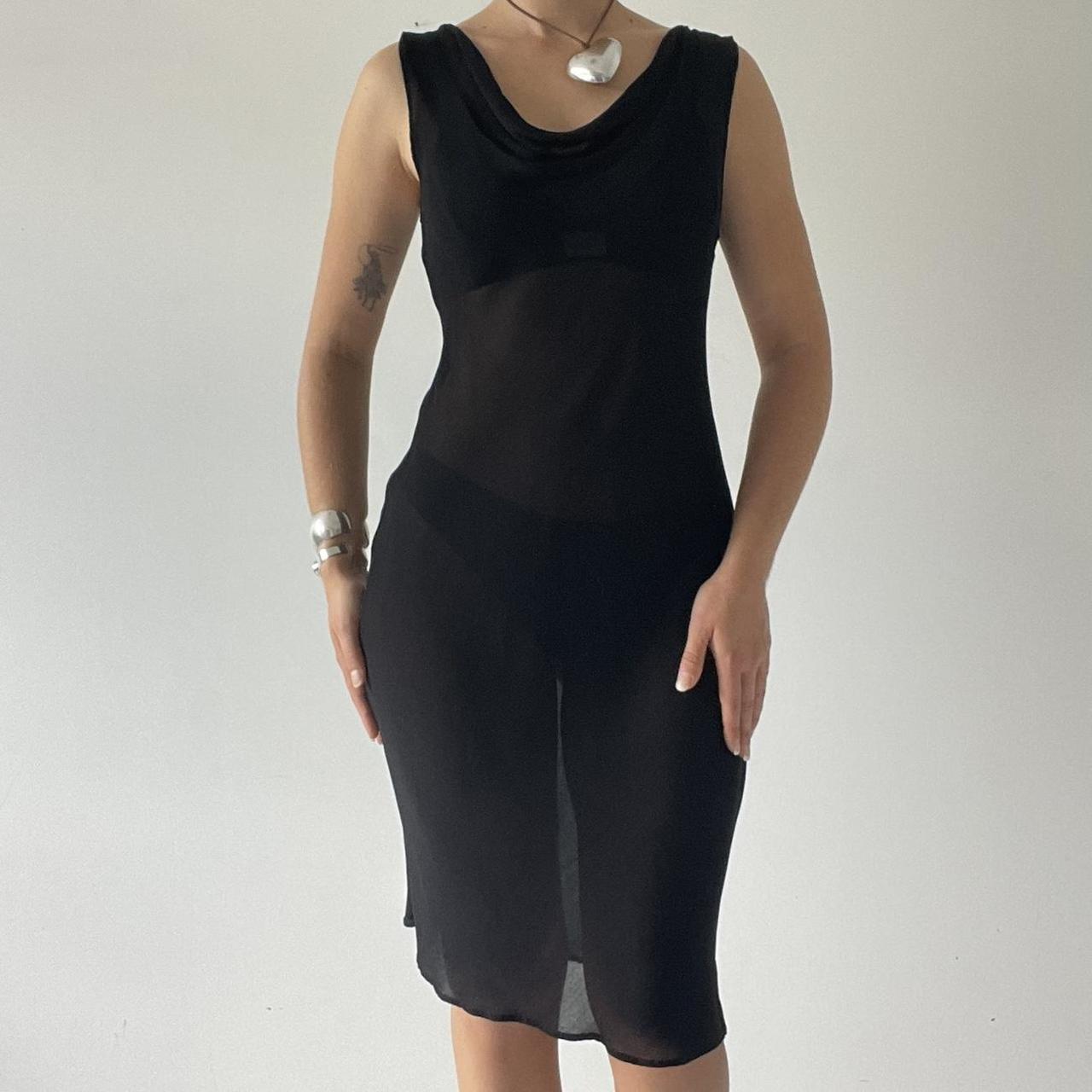 Sheer Cowl Midi Dress