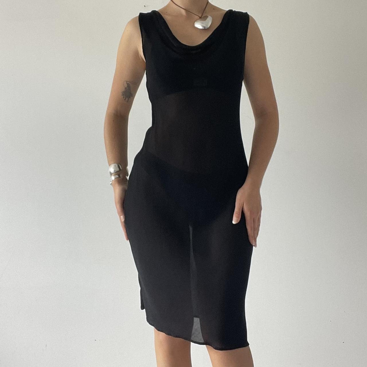 Sheer Cowl Midi Dress