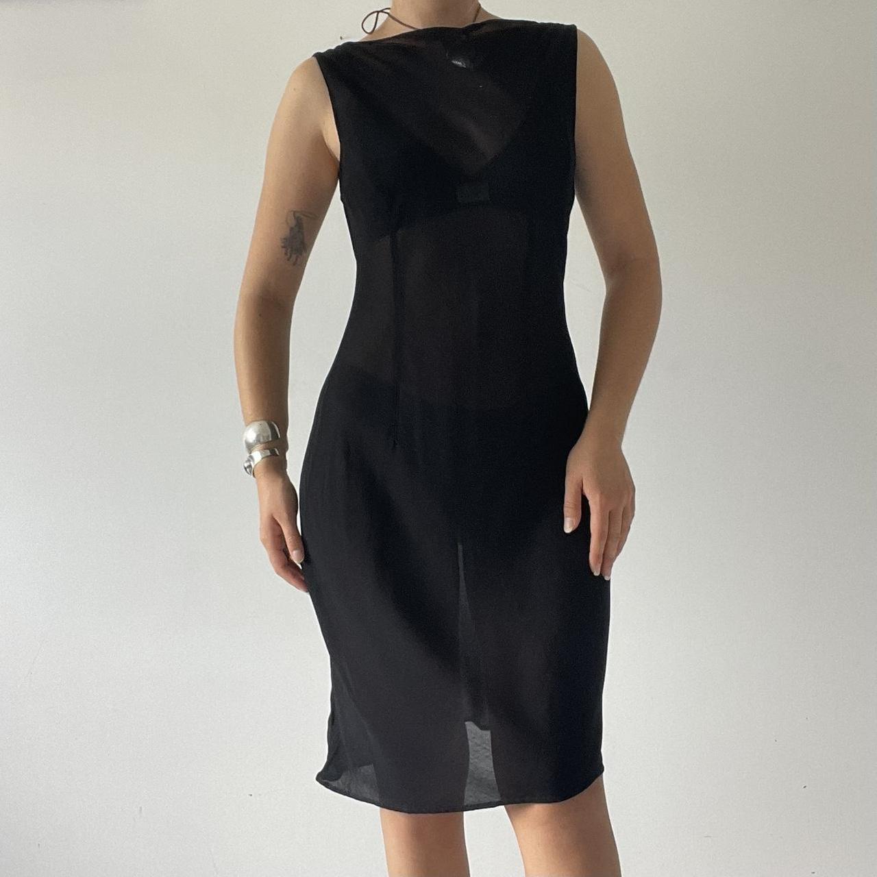 Sheer Cowl Midi Dress