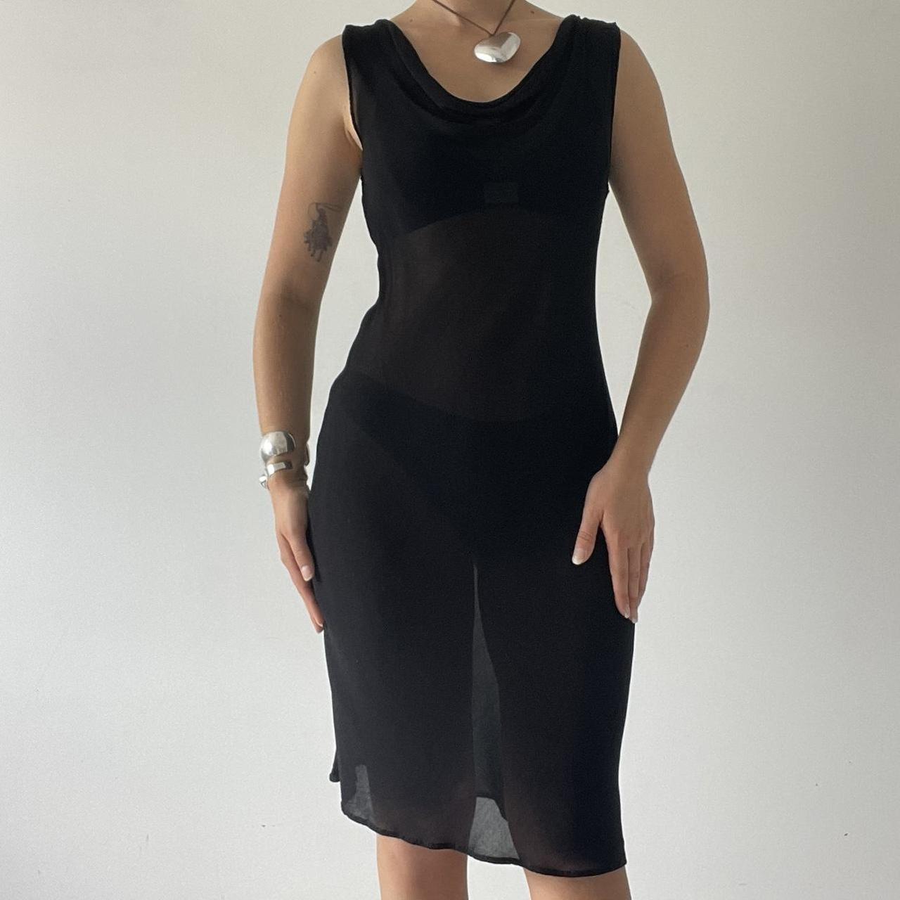 Sheer Cowl Midi Dress