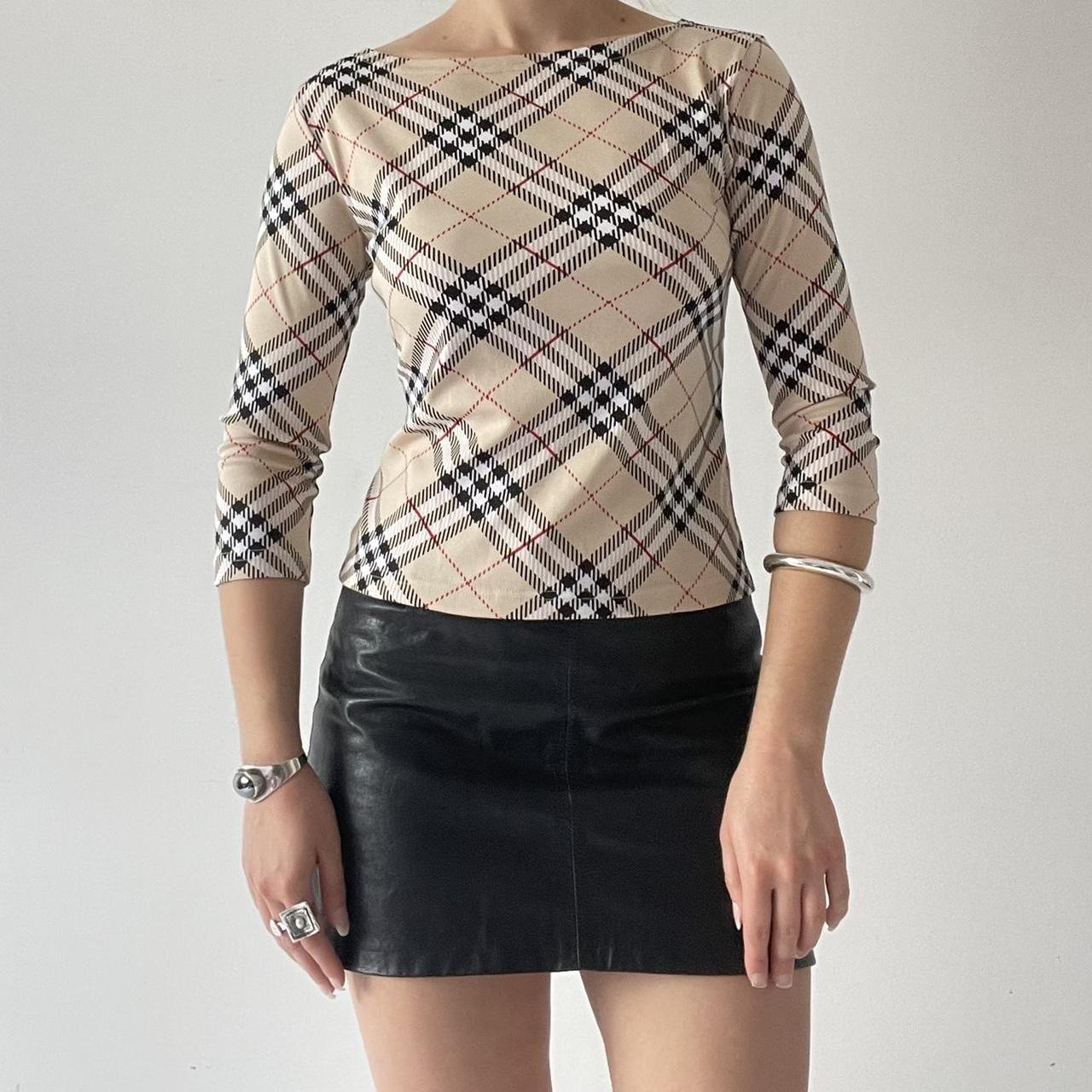 3/4 Sleeve Plaid Top