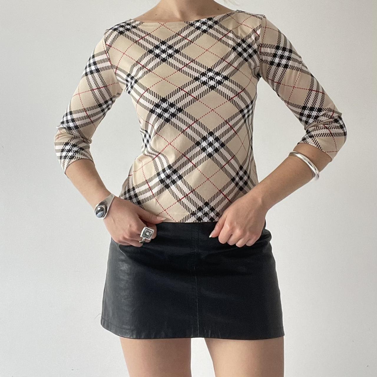3/4 Sleeve Plaid Top