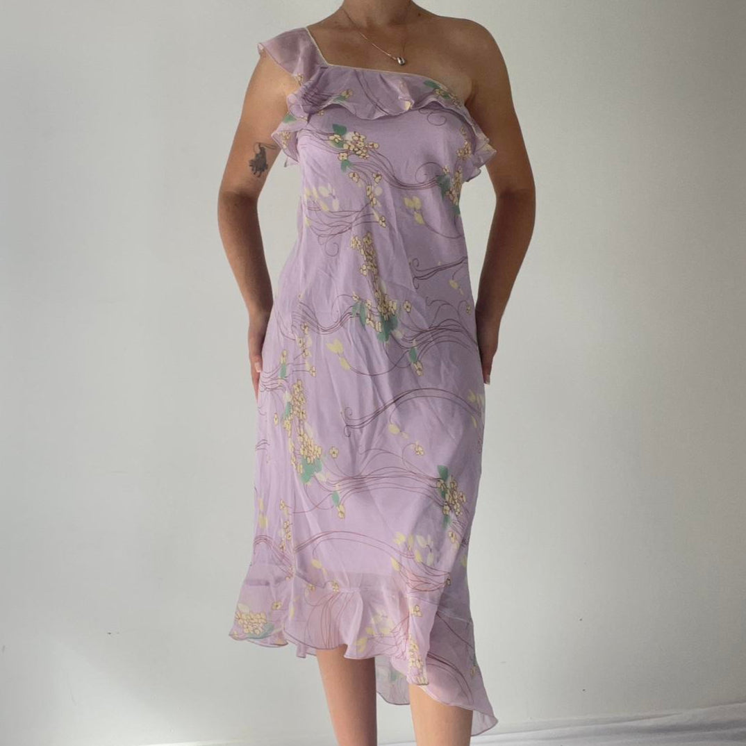 Silk Ruffle Midi Dress